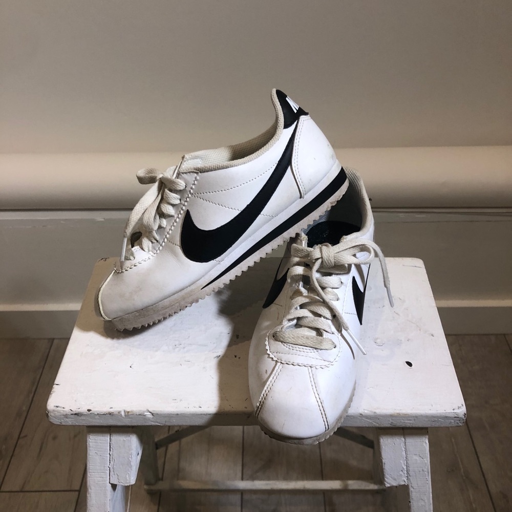 Black and White Nike Cortez Sneakers